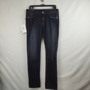 Manila Grace Womens Black Regular Fit Stretch Denim Skinny Jeans Size 34WX32L